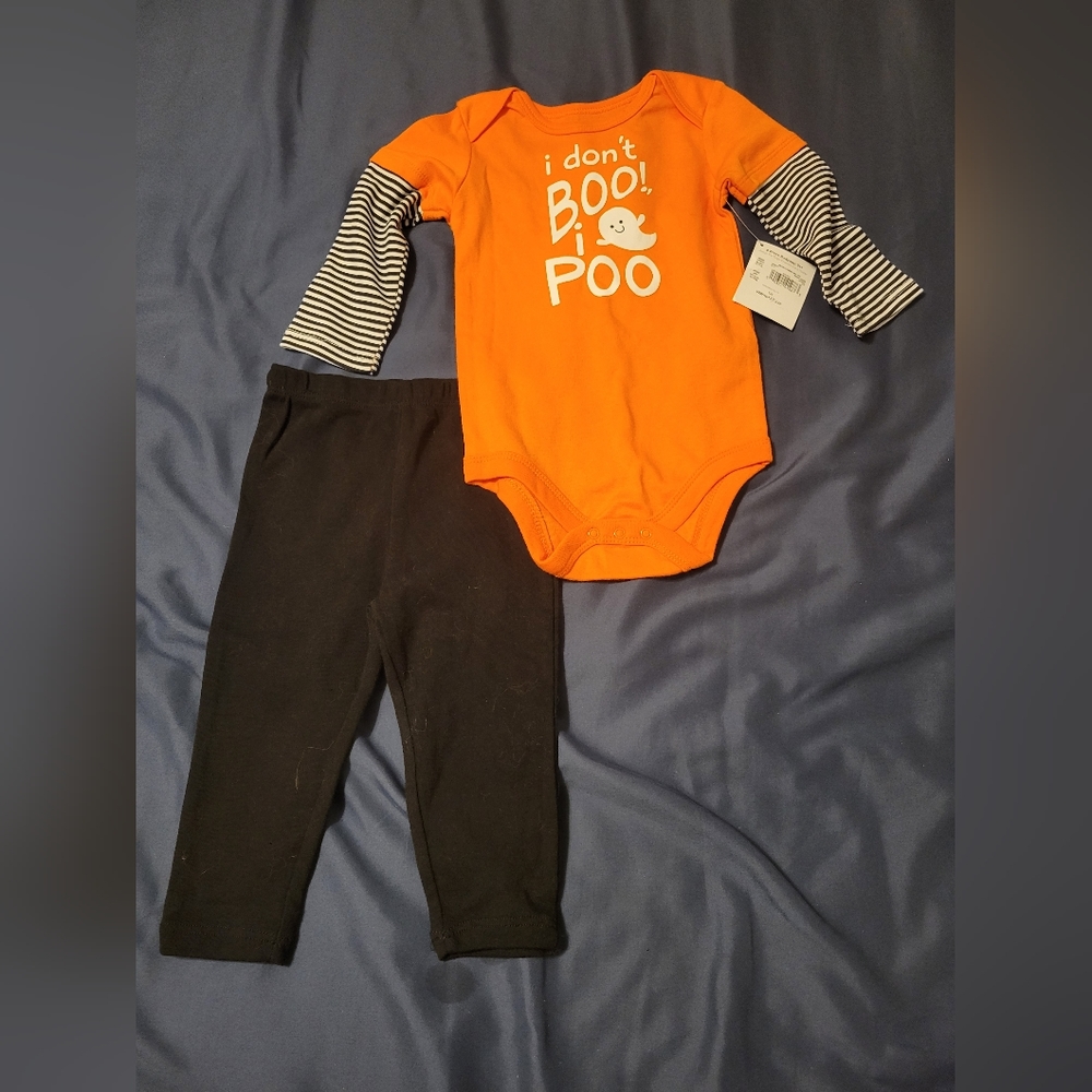 Halloween Infant Boys' 2-Piece I Don't boo I Poo Bodysuit Pants Outfit 12m NWT